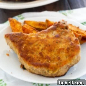 Ranch Seasoned Fried Pork Chops - finished dish, beautifully plated and garnished