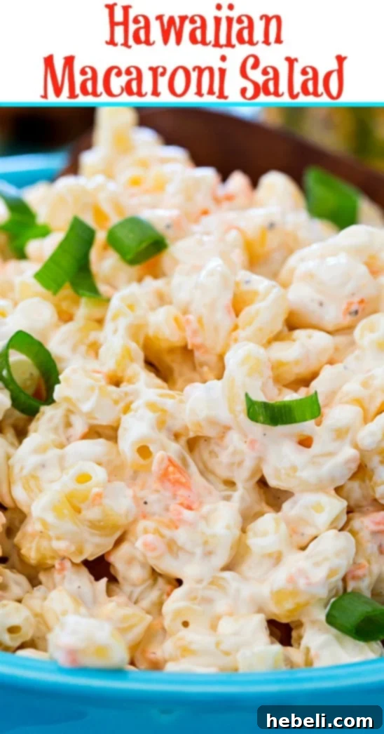 Creamy Hawaiian Macaroni Salad 6 Hawaiian Macaroni Salad served on a plate as a side dish