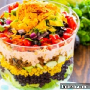 Taco Salad in a trifle bowl.