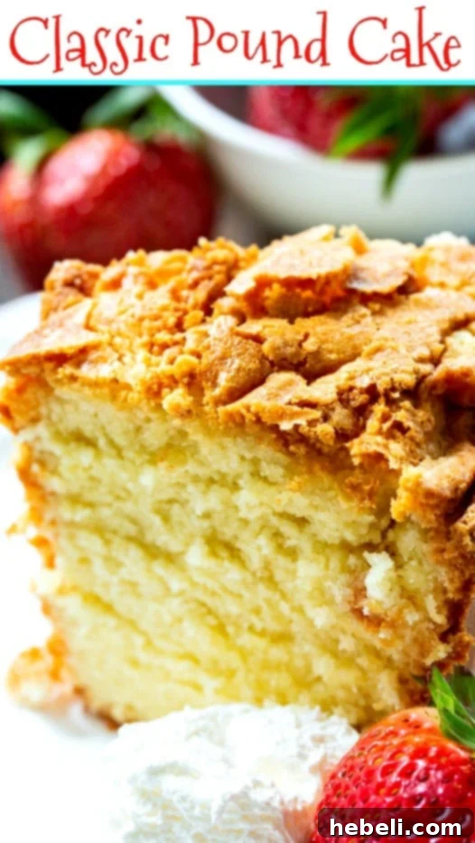 Close-up of a Classic Southern Pound Cake with a beautiful golden-brown crust.