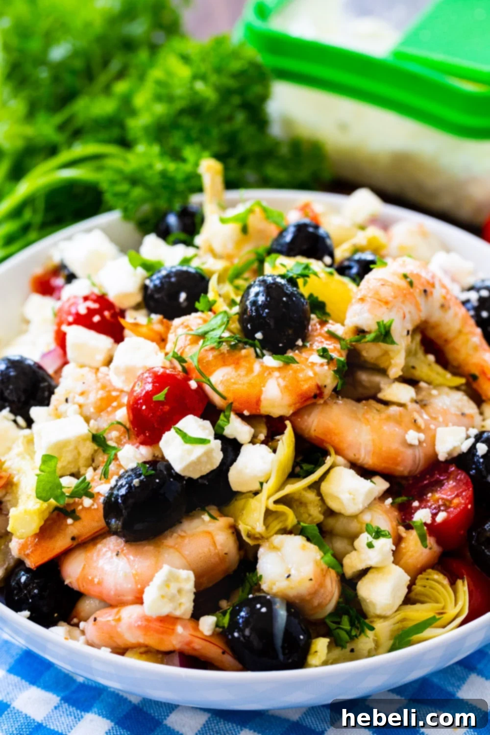 Zesty Italian Marinated Shrimp 4 Italian Marinated Shrimp in a decorative serving bowl, ready for a party.