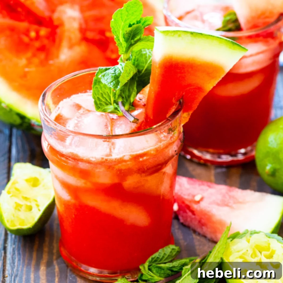Refreshing Honeysuckle Watermelon Cocktail in a stylish glass with fresh mint garnish, perfect for a hot summer day.