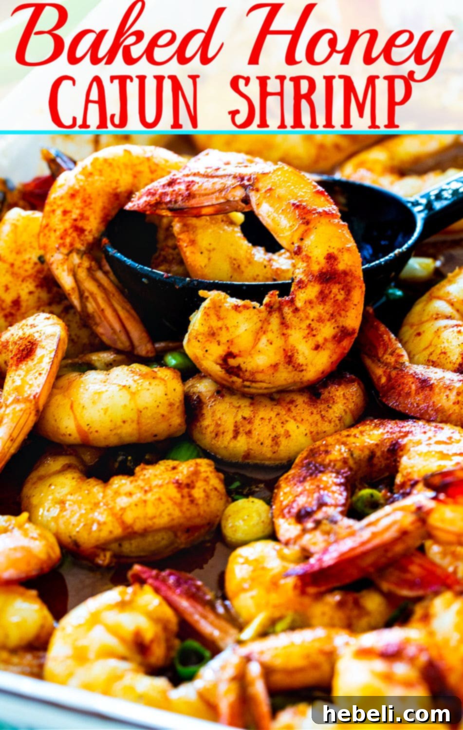 Cajun Honey Shrimp Bake 5 A vibrant platter of Baked Honey Cajun Shrimp, garnished with fresh herbs, ready to be enjoyed as a main dish or appetizer.