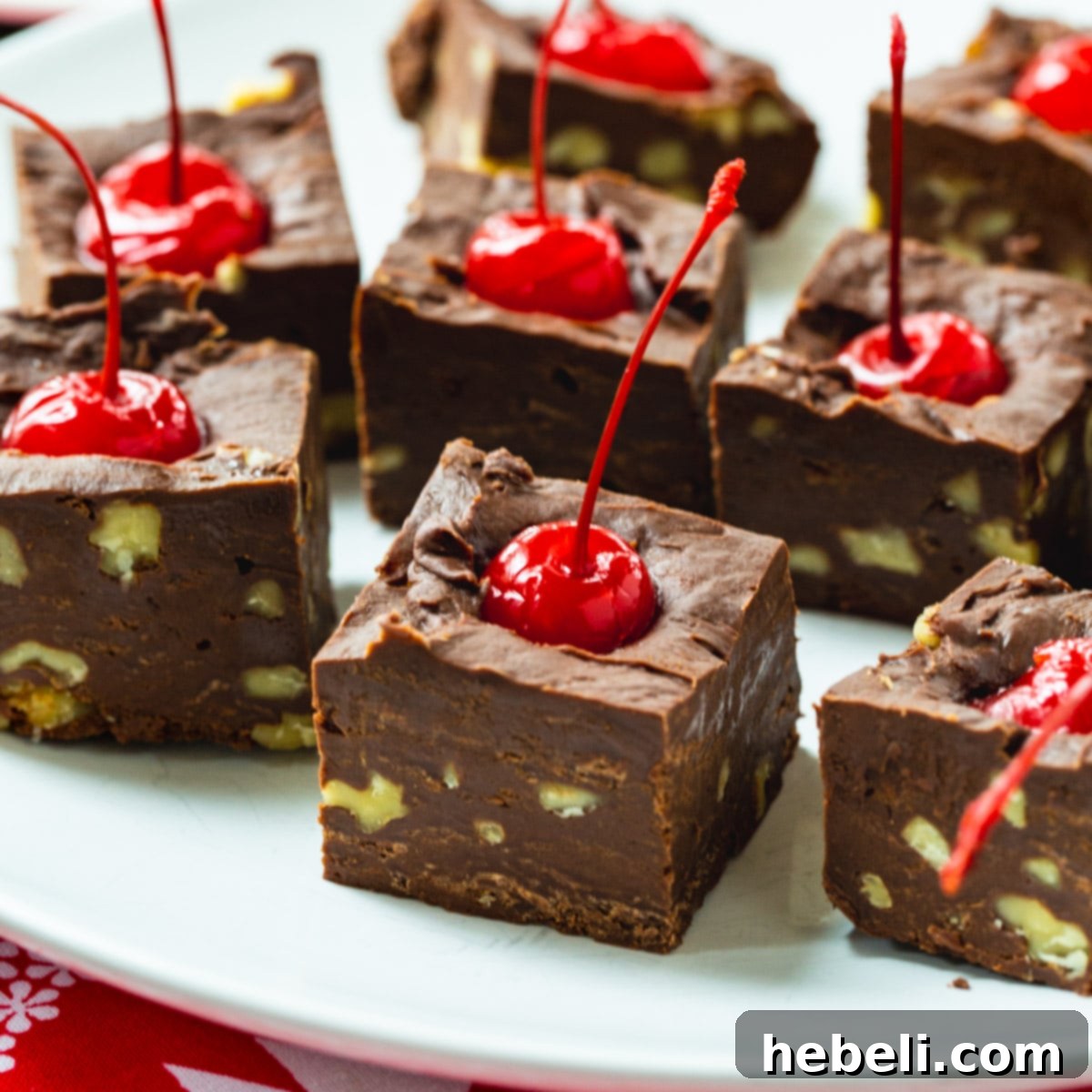 Blissful Cherry Fudge 2 Merry Cherry Fudge on a plate.