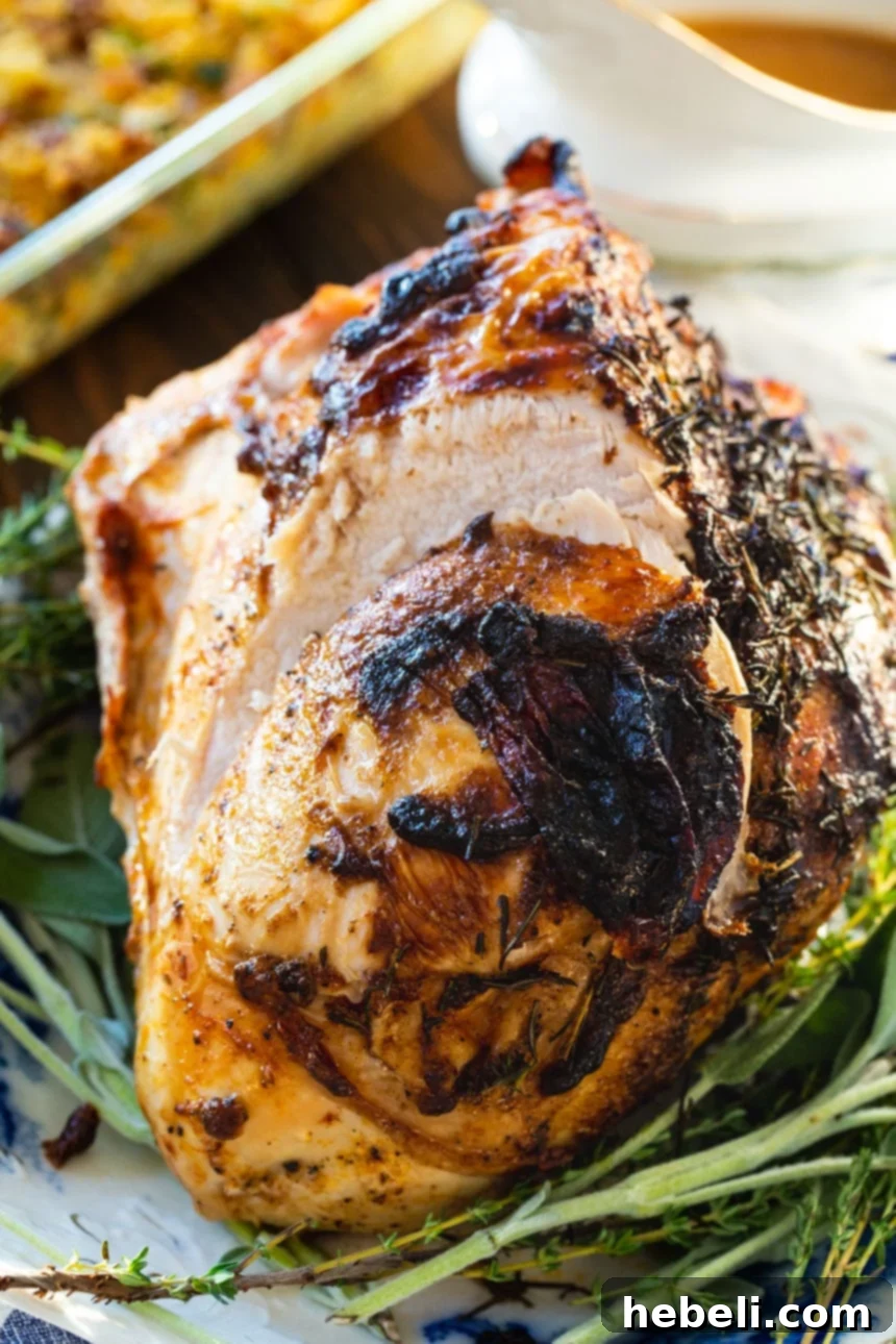 Mayonnaise being applied to a seasoned turkey breast.