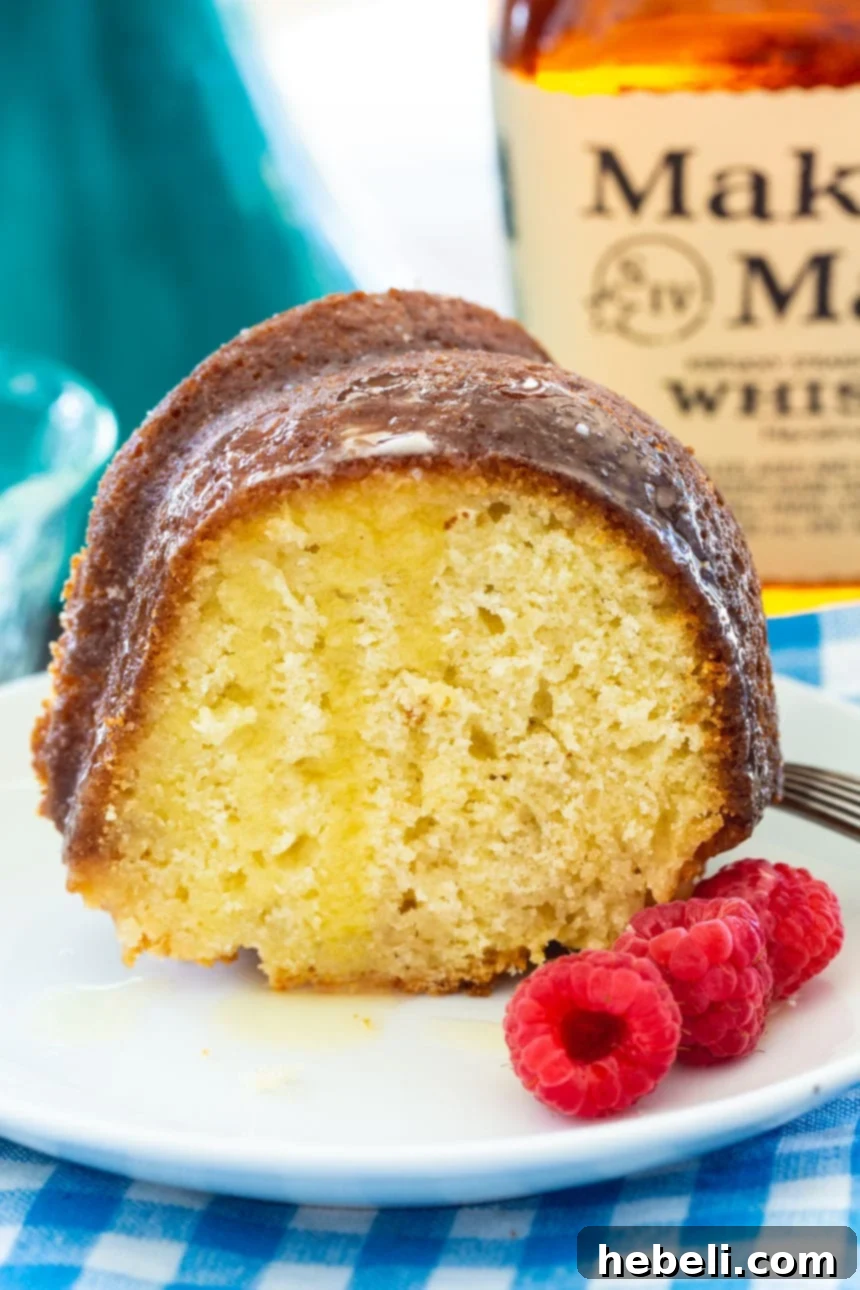 A glorious Kentucky Butter Cake with Bourbon, elegantly presented and perfect for a Kentucky Derby party.