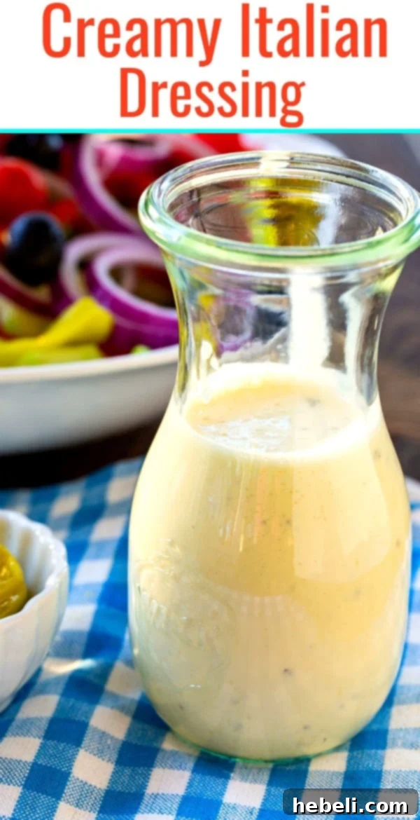 Creamy Italian Dressing in a small serving bowl with fresh parsley garnish, ready for use.
