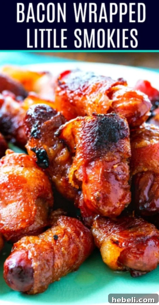 Candied Bacon Smokie Poppers 6 A platter of hot and ready Bacon Wrapped Little Smokies, garnished and ready to serve.