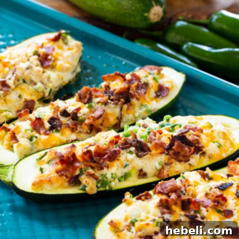 Jalapeno Popper Stuffed Zucchini