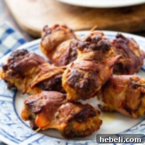 Stuffing Bites Wrapped in Bacon, a delicious holiday appetizer.