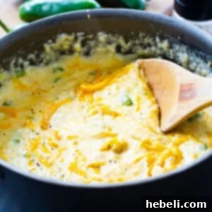 Cheddar Cheese Grits with Jalapeno, a close-up of the dish.