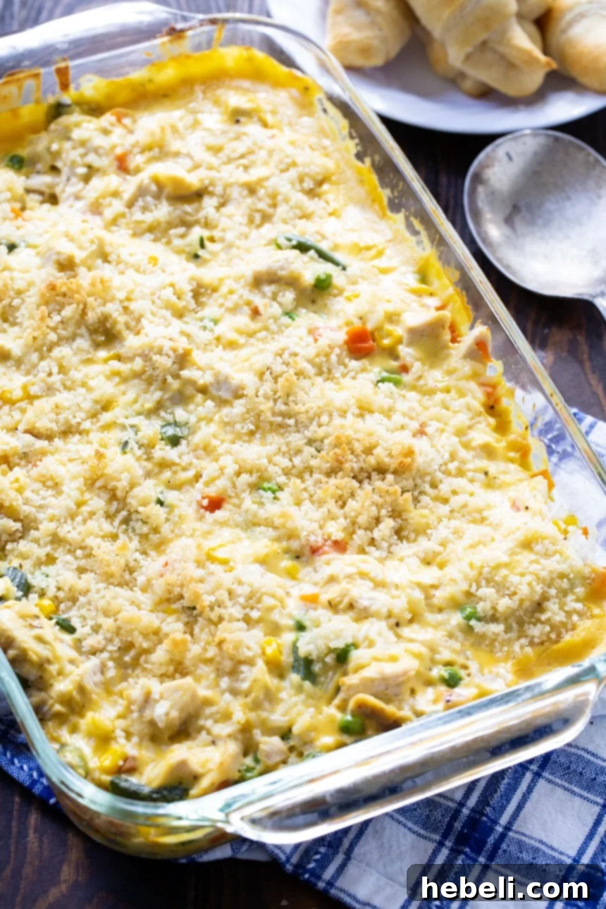 Velvety Chicken and Rice Casserole 3 Chicken Vegetable, and Rice Casserole in a 9x13-inch baking pan