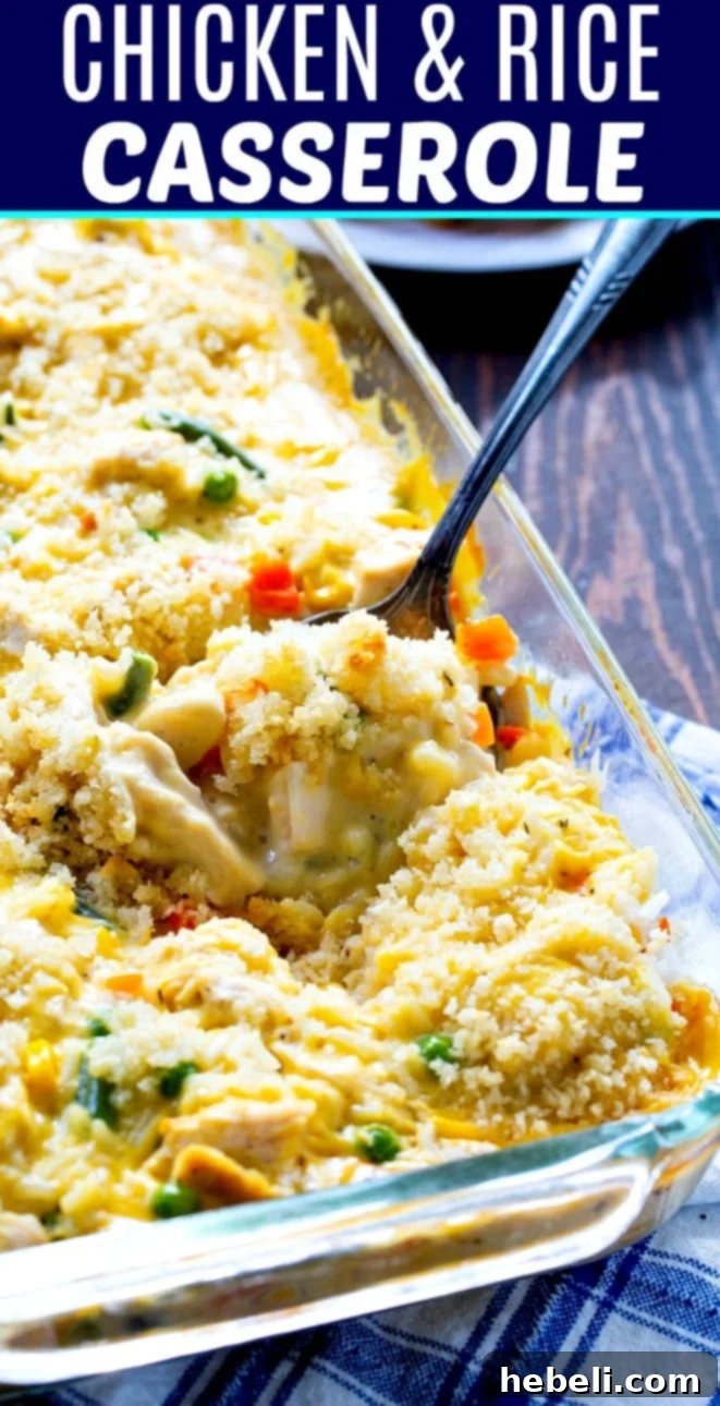 Velvety Chicken and Rice Casserole 5 Creamy Chicken and Rice CAsserole in a 9x13-inch baking dish