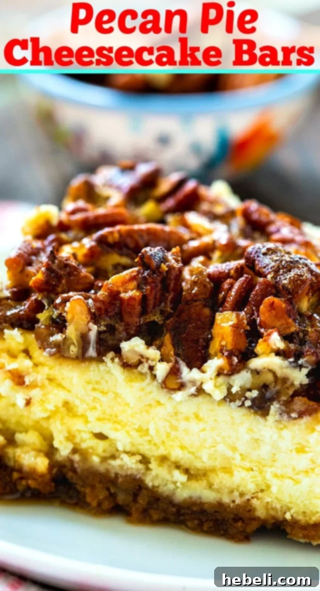 Two hands presenting a pan of delicious Pecan Pie Cheesecake Bars.