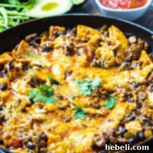 Burrito Skillet in a large skillet, ready to be served.