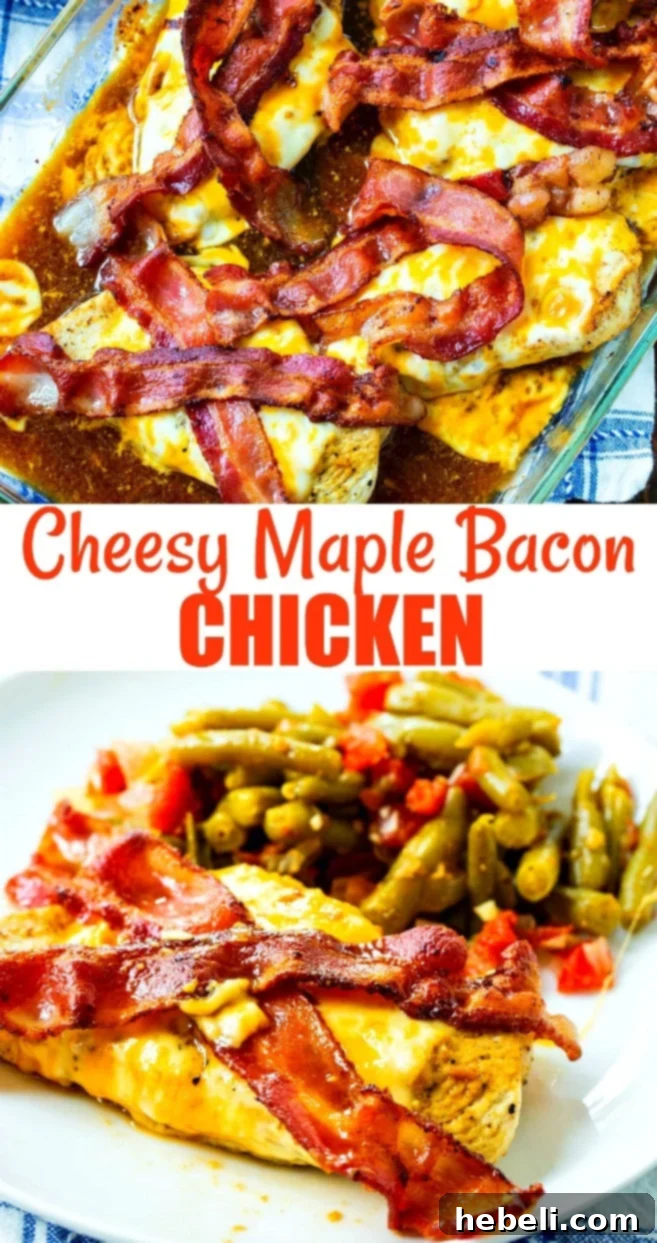 Maple Bacon Chicken Melt 5 Close-up of Cheesy Maple Bacon Chicken, showing the melted cheese, crispy bacon, and glistening sauce.