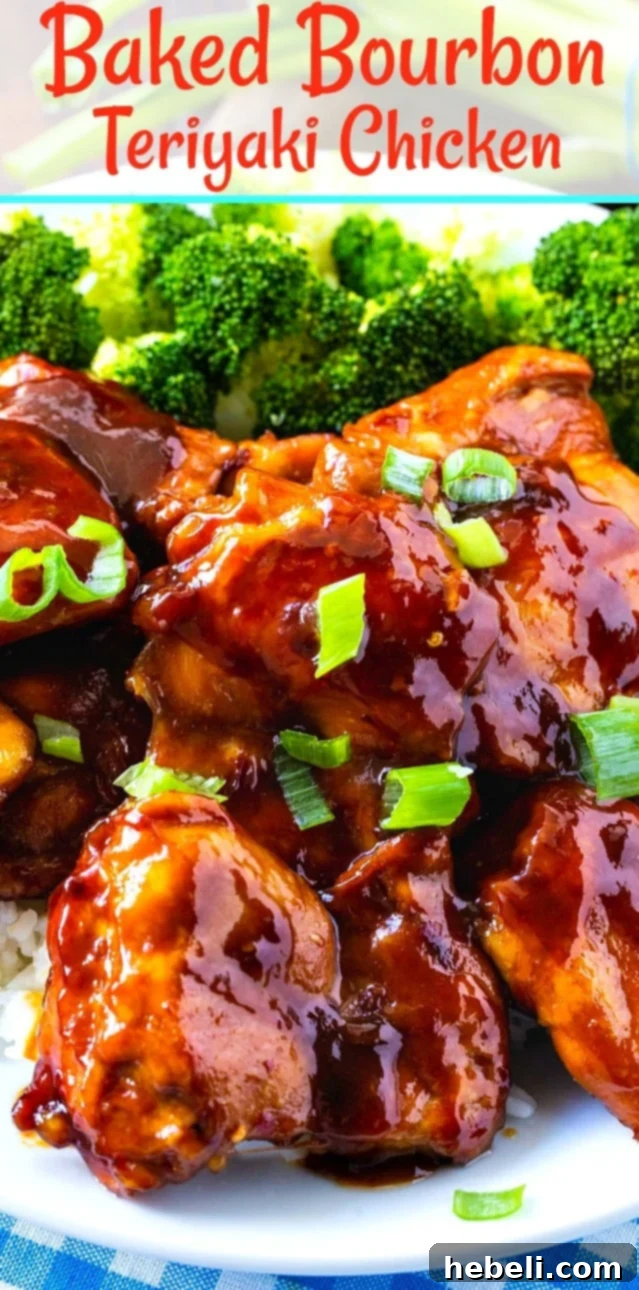 Serving of Baked Bourbon Teriyaki Chicken with rice.
