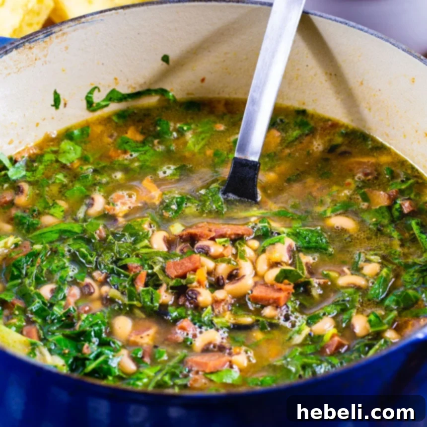 Lucky New Year Black Eyed Pea Soup 2 Dutch Oven full of Black-Eyed Pea Soup, a perfect New Year's meal