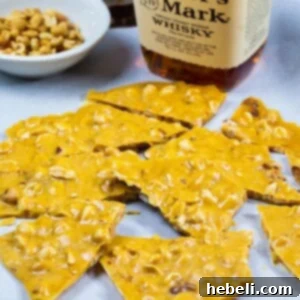 Pieces of Peanut Brittle with bourbon.