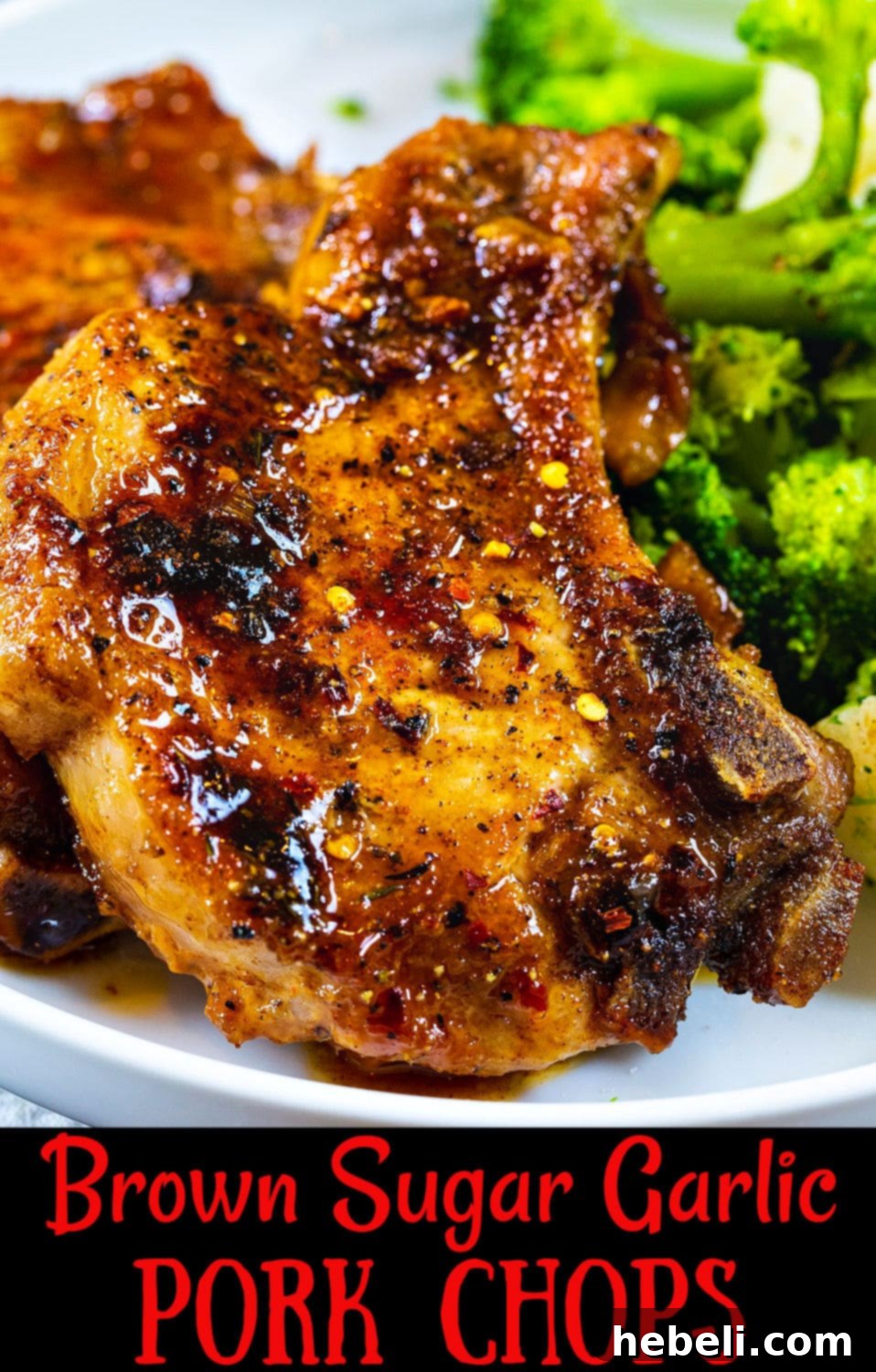 Sticky Brown Sugar Garlic Pork Chops 12 Beautifully plated Brown Sugar Garlic Pork Chops, ready to be enjoyed as a gourmet yet simple meal.