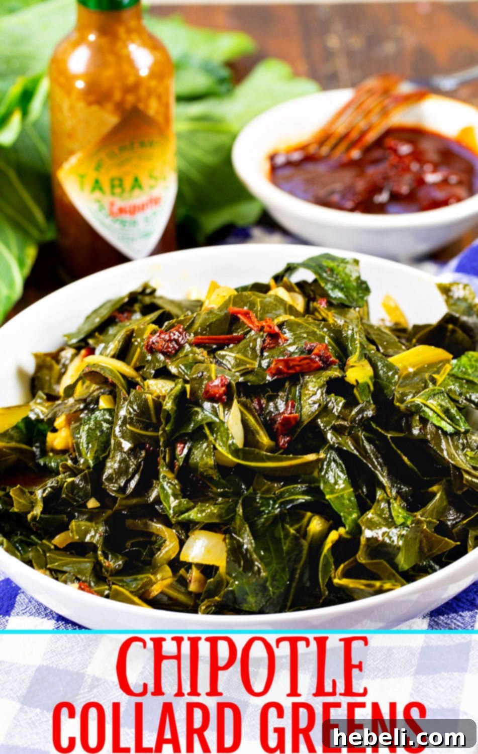 Smoky Chipotle Braised Greens 7 A vibrant and appetizing close-up of Chipotle Collard Greens, showcasing their tender texture and the rich sauce, ready to be enjoyed.