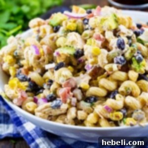 Chipotle Chicken Pasta Salad in serving bowl.
