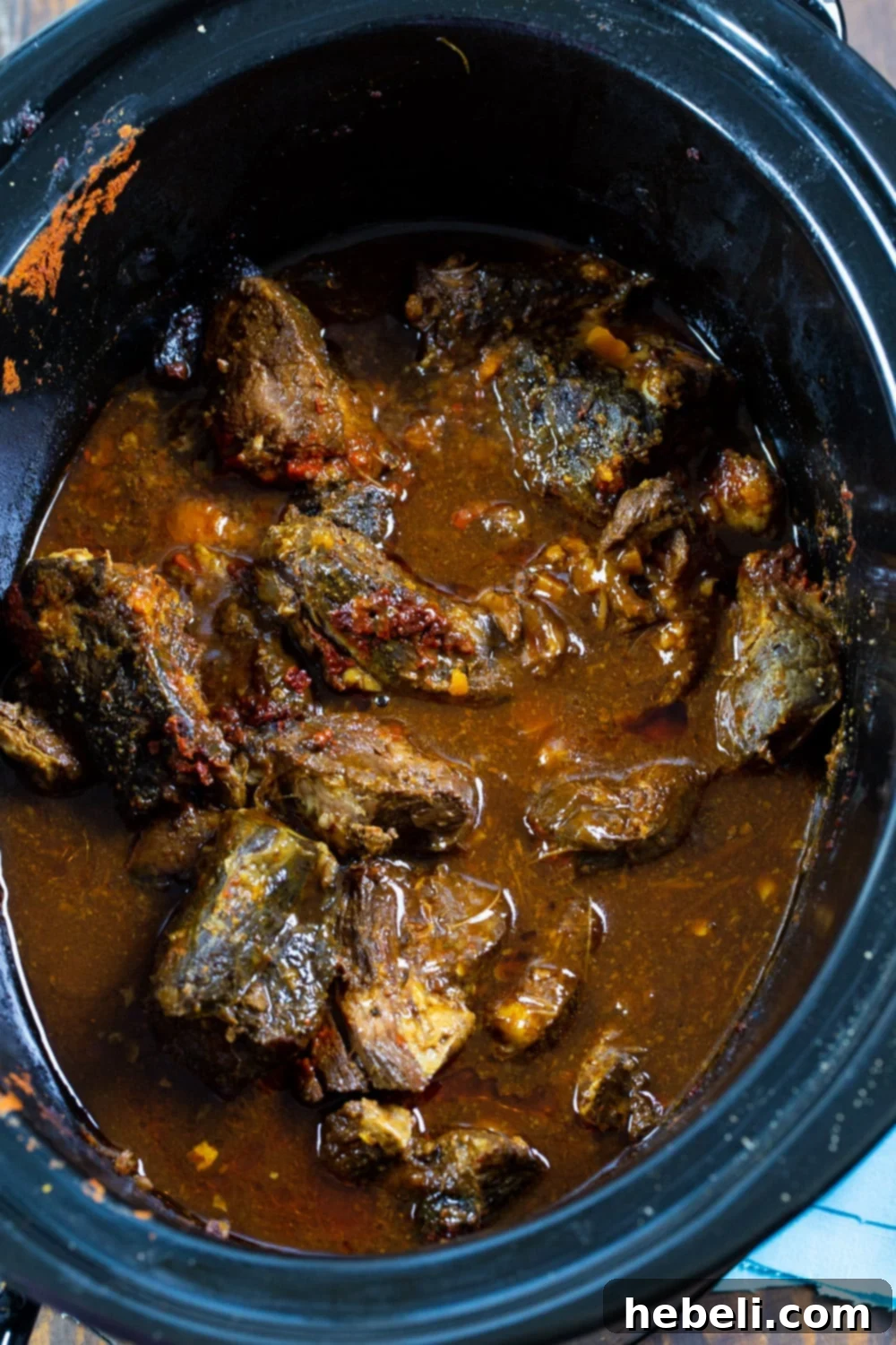 Tender Slow Cooker Korean Beef 4 Slow Cooker Korean Beef in slow cooker.