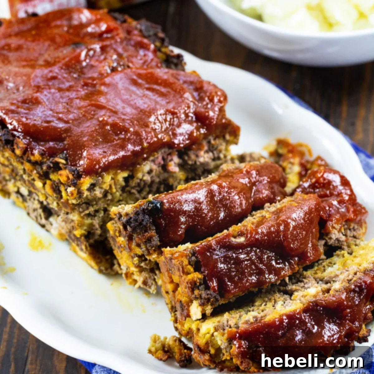 Stove Top Meatloaf cut into slices.