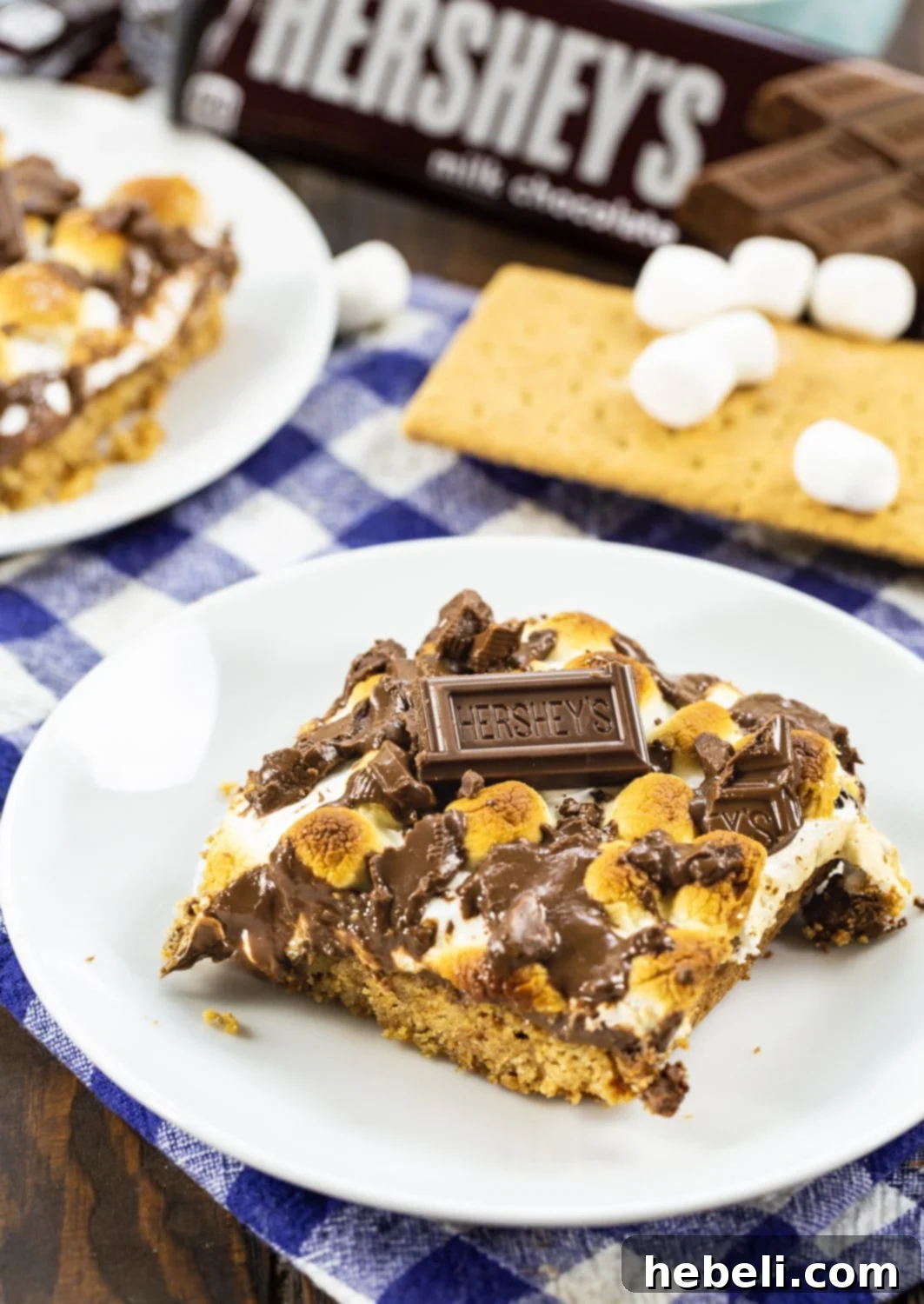S'mores Bars surrounded by graham crackers and marshmallows.