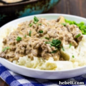 Easy Hamburger Gravy over mashed potatoes.