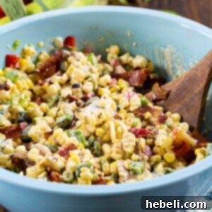 Zesty Chipotle Corn Medley 5 Chipotle Corn Salad in a large blue bowl.