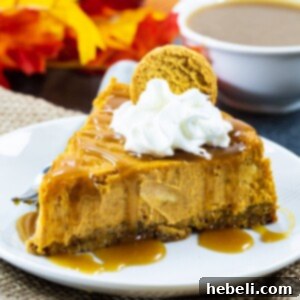 Finished Pumpkin Cheesecake with Gingersnap Crust, ready to be served.