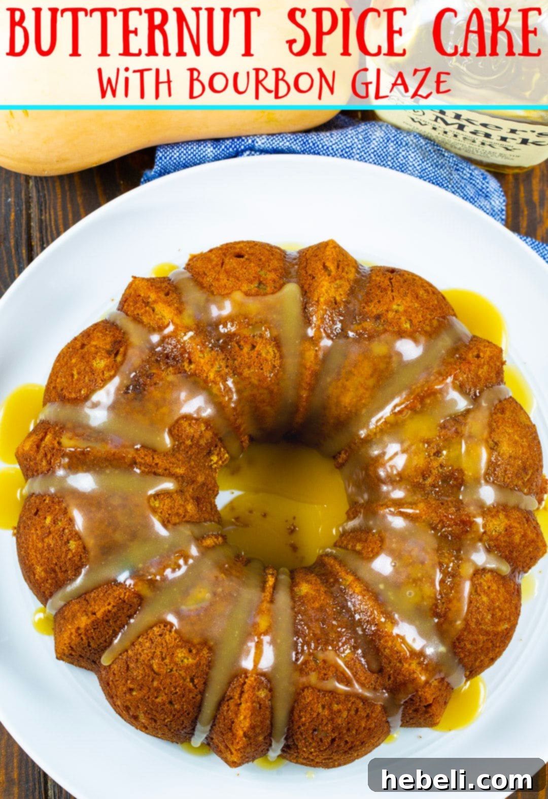 Fireside Butternut Bourbon Cake 5 An overhead view of the whole spiced butternut cake, showing its beautiful golden-brown crust.