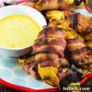 Fully cooked Bacon-Wrapped Honey Mustard Tenders with a crispy texture and golden-brown color.
