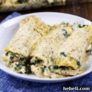 Chicken Florentine Manicotti plated
