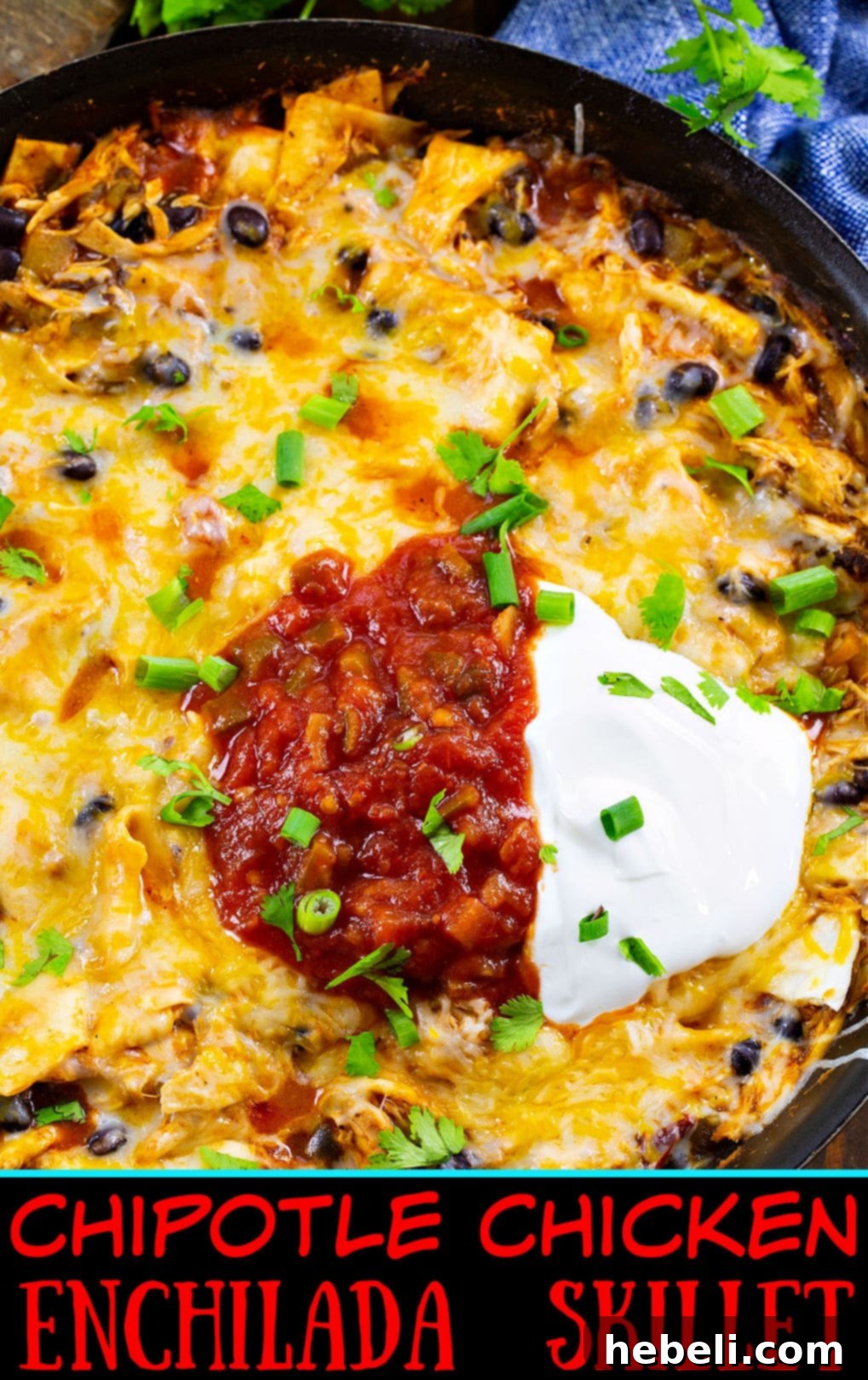 Smoky Chipotle Chicken Enchilada Skillet 3 Chipotle Chicken Enchilada Skillet in skillet.