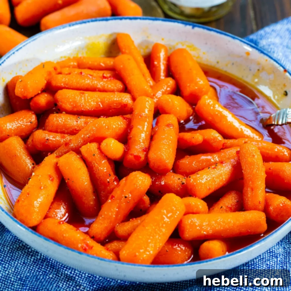 Pepper Jelly Glazed Carrots in a serving bowl.