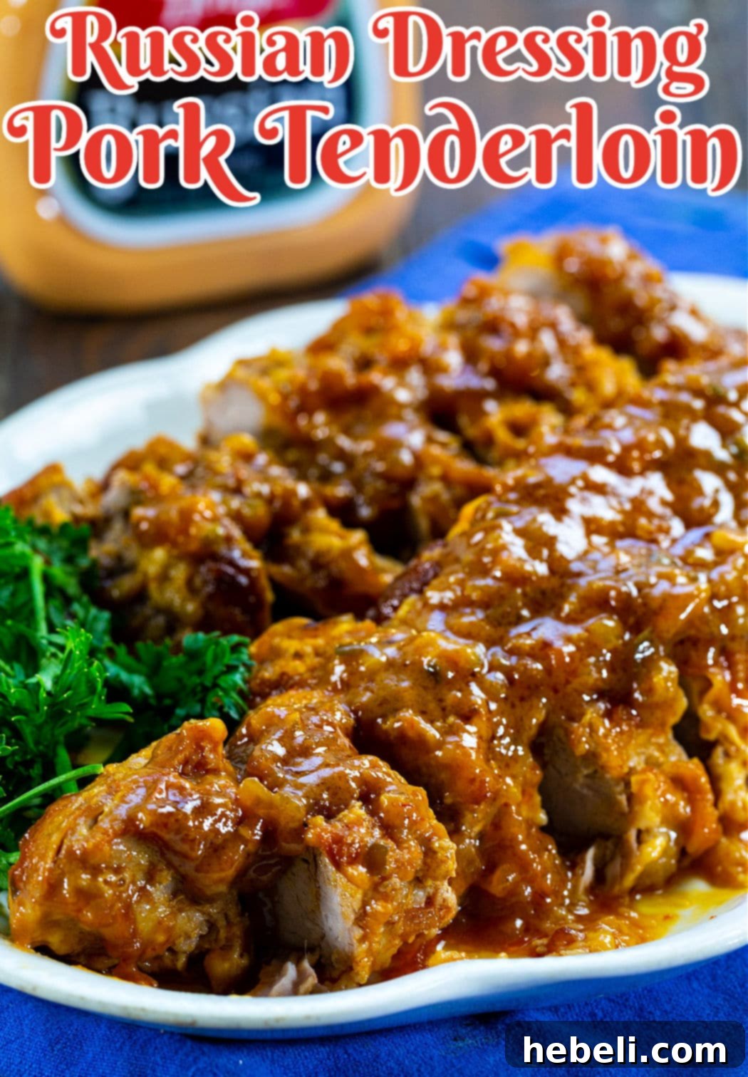 Russian Glazed Pork Tenderloin 4 Russian Dressing Pork Tenderloin cut into succulent slices, showing the tender interior.