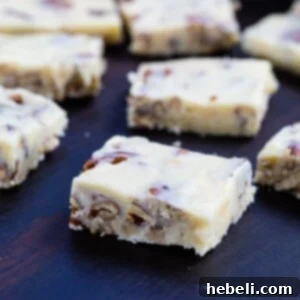 Delicious White Chocolate Pecan Candy pieces, glistening and inviting.