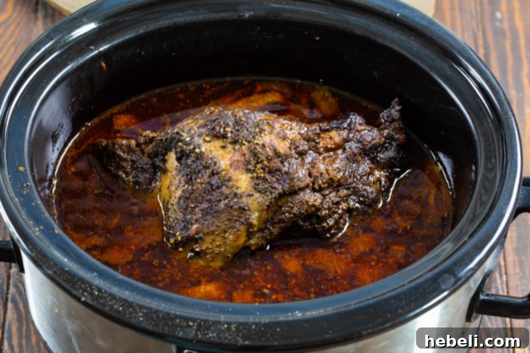 Chuck roast after slow cooking 8 hours.