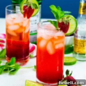 A stunning image of a Strawberry Gin and Tonic.