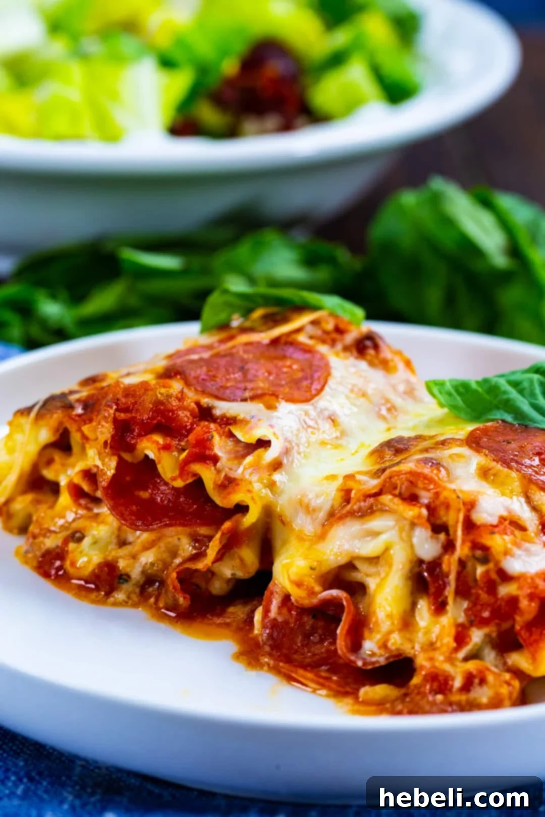 Two Lasagna Roll-Ups on a plate.