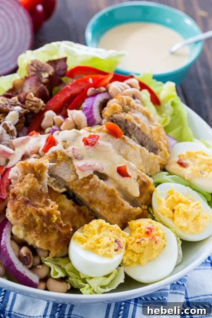 Southern Cobb Salad with a Twist 4 Southern Cobb Salad with deviled eggs and black-eyed peas
