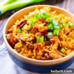 A bowl of rich Crawfish Jambalaya