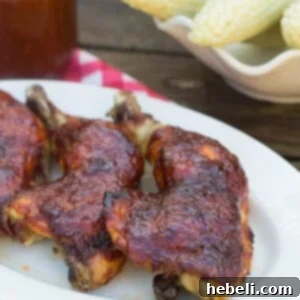 Oven Barbecued Chicken with Dr. Pepper Sauce, ready to serve