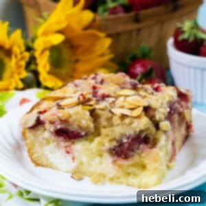 The final Strawberry Cream Cheese Coffee Cake, golden and inviting.