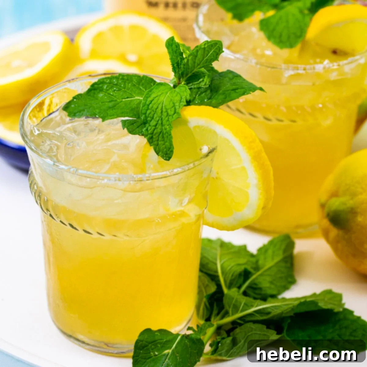 Kentucky Bourbon Lemonade in a glass with fresh mint.