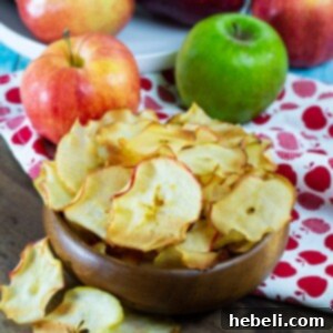 Close-up of crispy caramelized apple chips.