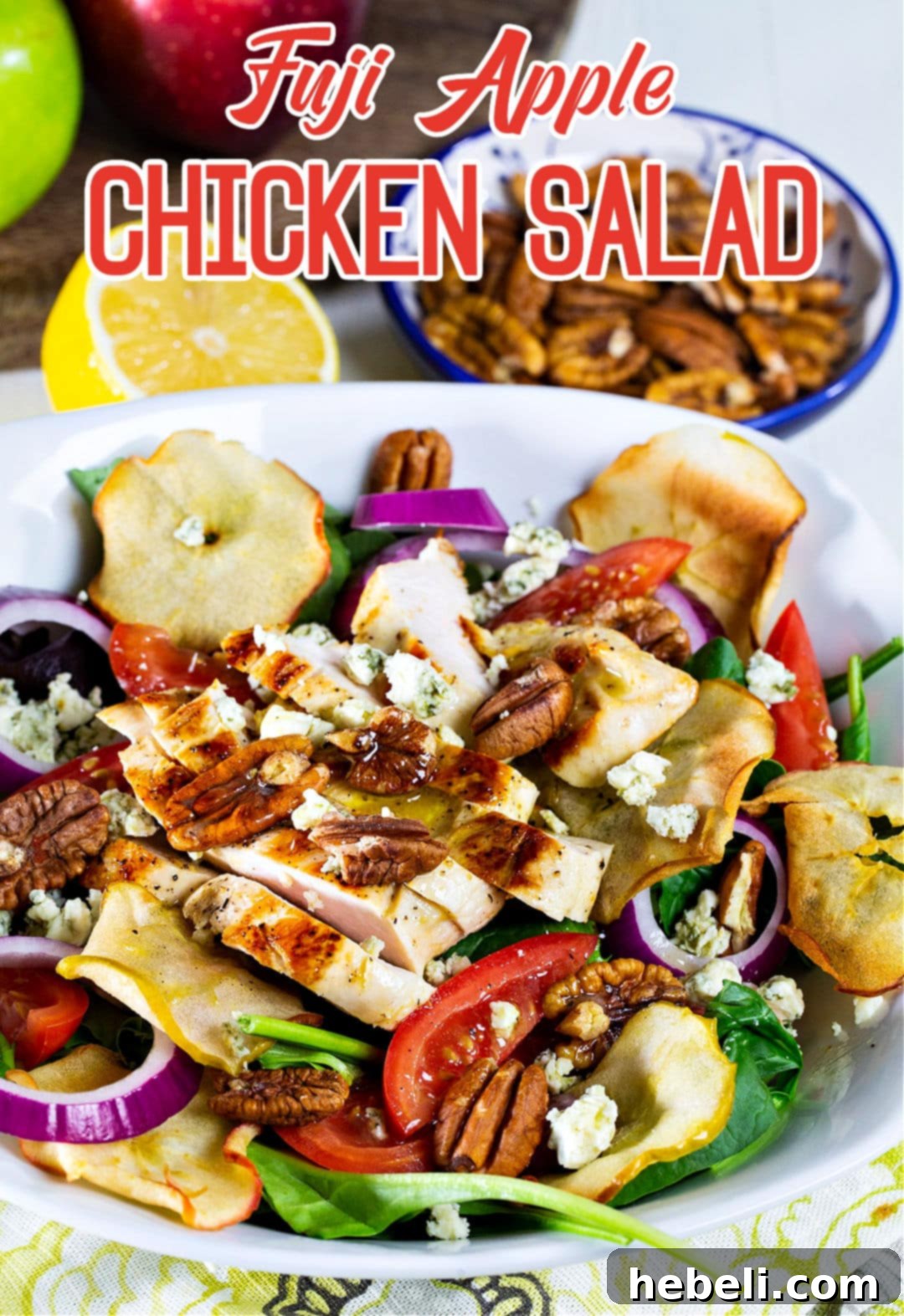 Fuji Mountain Chicken Medley 4 A bountiful serving of Fuji Apple Chicken Salad in a large serving bowl, ready to be enjoyed.