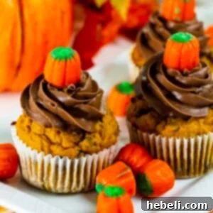 Delicious Pumpkin Chocolate Chip Cupcakes with elegant chocolate frosting